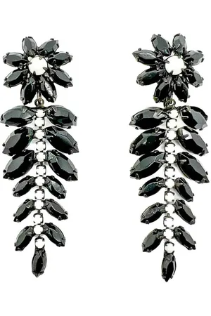 JENNIFER GIBSON JEWELLERY Vintage Hattie Carnegie Monochrome Floral Drop Earrings 1960s