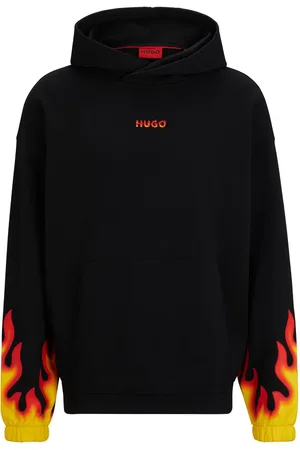 HUGO BOSS Hoodie con llamas estampadas