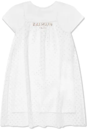 Balmain Vestido estilo playera con capa en point d