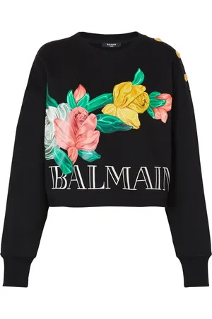Balmain Sudadera con rosas estampadas