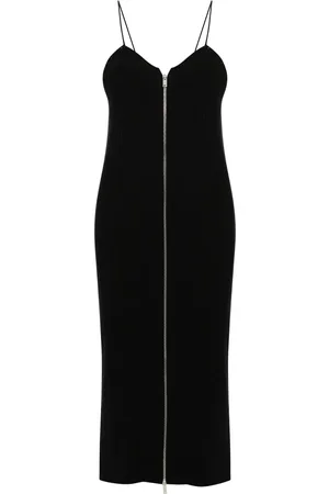 Jil Sander Vestido midi tejido de canalé con cierre