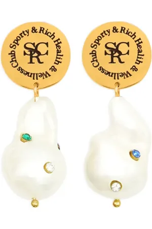 Sporty & Rich Aretes con detalles de strass y perlas