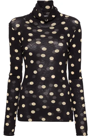 Stella McCartney Blusa con cuello vuelto y estampado de lunares