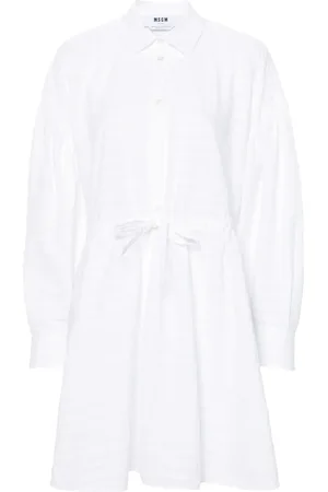 Msgm Vestido midi con motivo de cuadros seersucker