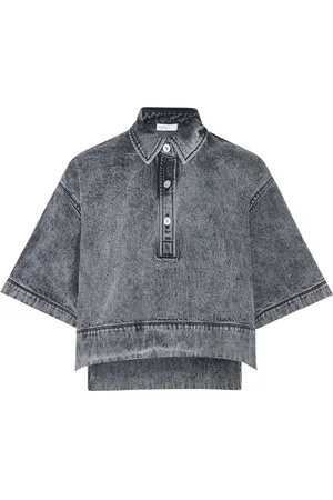 ROSETTA GETTY Playera tipo polo de mezclilla corto