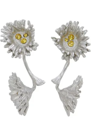 Marni Aretes florales con detalles de cristal