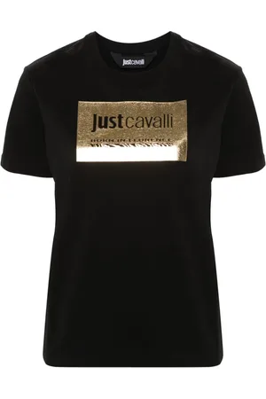 Roberto Cavalli Playera con logo metalizado