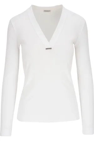 Brunello Cucinelli Top tejido con cuello en V