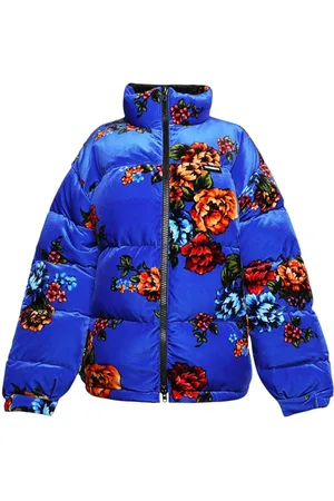 Vetements Chamarra capitonada de terciopelo con estampado floral