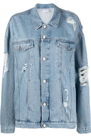 Vetements Chamarra de mezclilla oversize con detalles rasgados