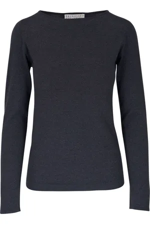 Brunello Cucinelli Top tejido con cuello barco