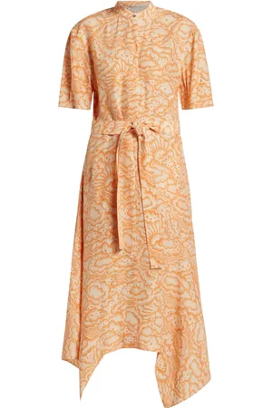 Stella McCartney Vestido midi de seda con estampado Cloud