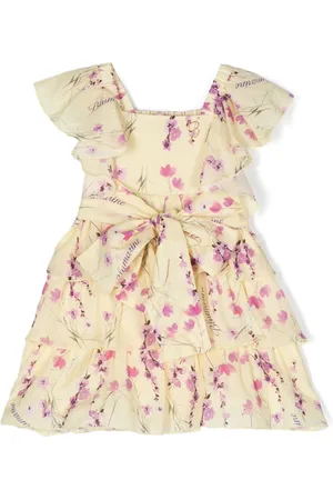 MISS BLUMARINE Vestido con volantes y estampado floral