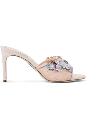 RENE CAOVILLA Mules con aplique floral y tacón de 80mm