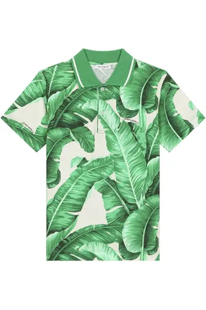 Dolce & Gabbana Playera tipo polo con hojas de plátano estampadas