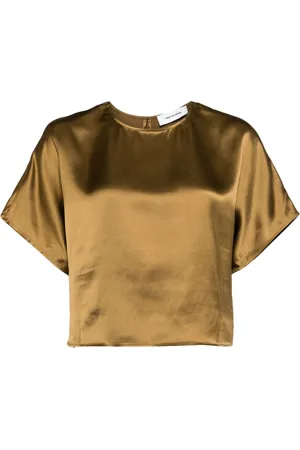 YVES SALOMON Playera corta con diseño satinado