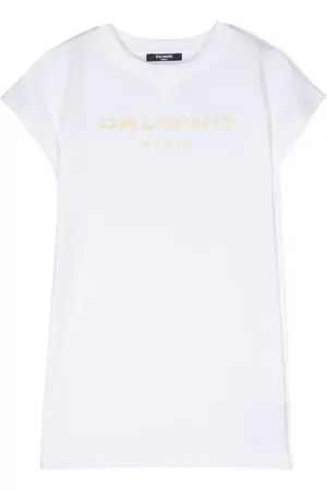 Balmain Vestido estilo playera con logo estampado