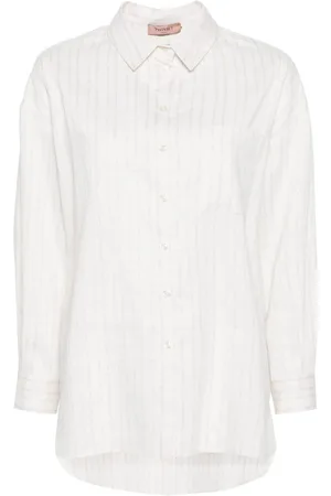 Twin-Set Camisa con motivo de rayas y detalles metalizados