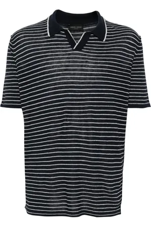 Roberto Collina Playera tipo polo tejida con motivo de rayas