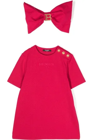 Balmain Vestido estilo playera con placa del logo
