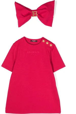 Balmain Vestido estilo playera con placa del logo