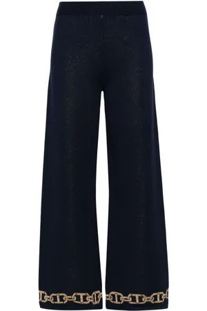 Twin-Set Pantalones rectos tejidos en intarsia