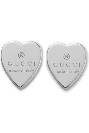 Gucci Aretes grabados en forma de corazón en plata de ley