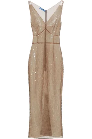 Prada Vestido midi de tul con detalles de lentejuelas