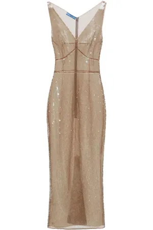 Prada Vestido midi de tul con detalles de lentejuelas