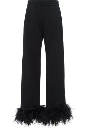 Prada Pants con ribete de plumas