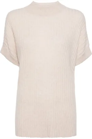 N.PEAL Poncho de cachemira tejido de canalé