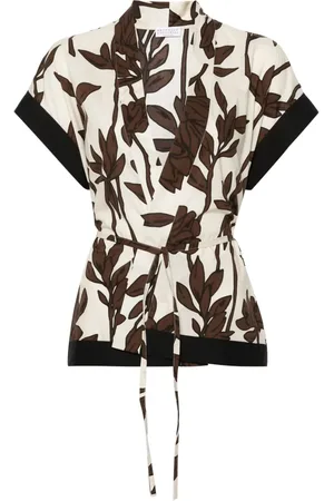 Brunello Cucinelli Blusa con hojas estampadas
