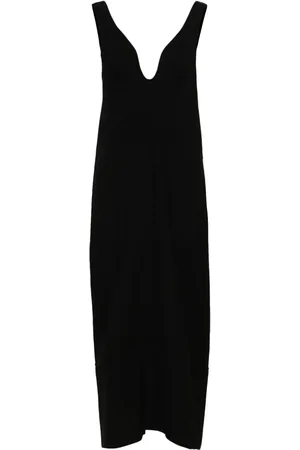 Jil Sander Vestido largo con cuello en U