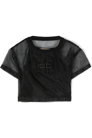 Elisabetta Franchi Blusa semitransparente con logo bordado