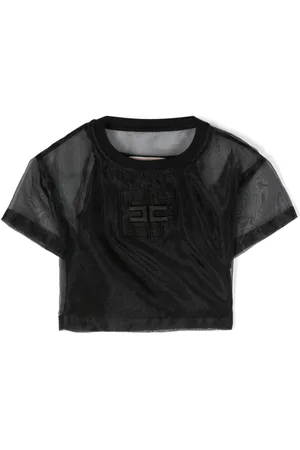 Elisabetta Franchi Blusa semitransparente con logo bordado