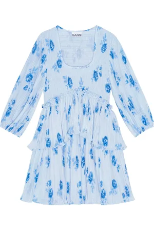 Ganni Vestido corto con estampado floral y pliegues