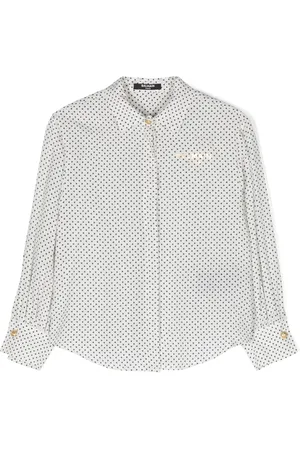 Balmain Camisa de crepé con estampado geométrico