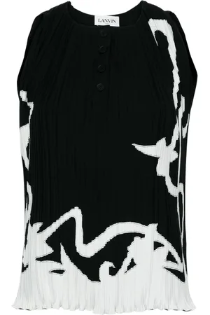 Lanvin Blusa plisada con estampado abstracto
