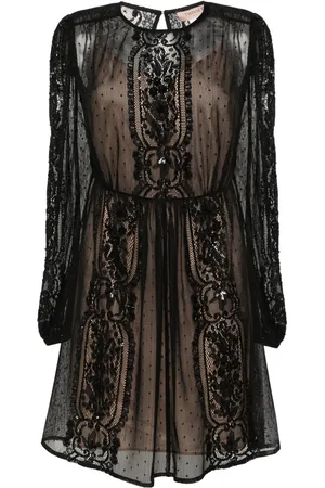 Twin-Set Vestido corto con encaje floral