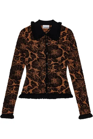 Ganni Cárdigan tejido con motivo floral en jacquard