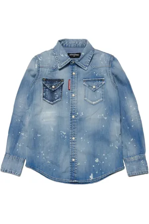 Dsquared2 Camisa de mezclilla con salpicaduras de pintura estampadas
