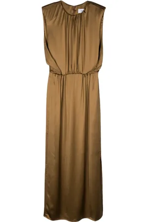 YVES SALOMON Vestido satinado con detalles plisados