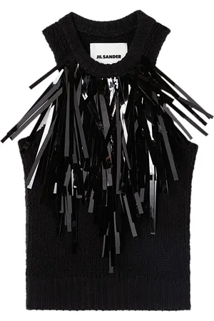Jil Sander Top tejido con ribete en flecos