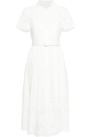 Self-Portrait Vestido midi con bordado inglés