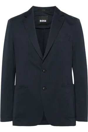 HUGO BOSS Blazer de tejido seersucker con botones