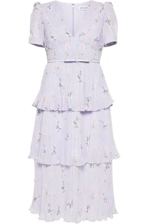 Self-Portrait Vestido midi a capas con estampado floral