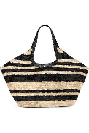Paco rabanne Tote de rafia con motivo de rayas
