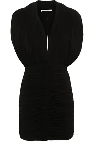 Serafini Vestido fruncido con cuello en V