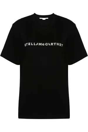 Stella McCartney Playera con logo de cristales
