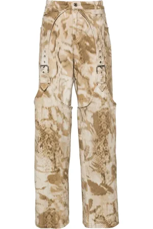 BLUMARINE Jeans anchos con motivo de piel de pitón